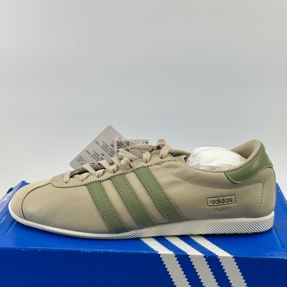 Adidas Paris Sneakers Mens 8.5 Sand Olive Green KJ4910 New Terrace Casual